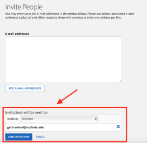 invitation of Aggielife email invitation screen